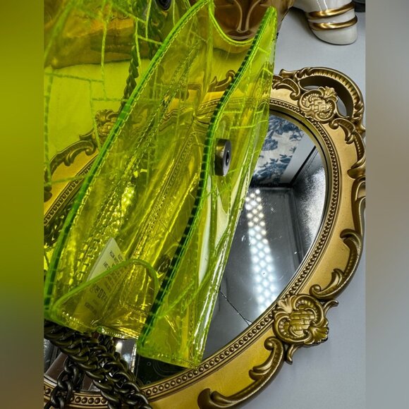 🆕 KURT GEIGER LONDON 🧿 NWOT Mini Kensington PVC Crossbody Bag, Neon Yellow - Picture 15 of 16